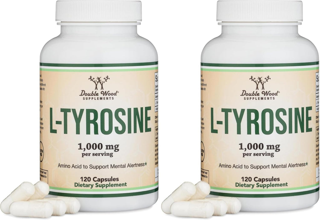 L-Tirosina 1.000 mg por dosis, 120 Cápsulas Vegetales (L-Tyrosine para Memoria, Atención y Enfoque) Aminoácido, Vegano, No-GMO por Double Wood