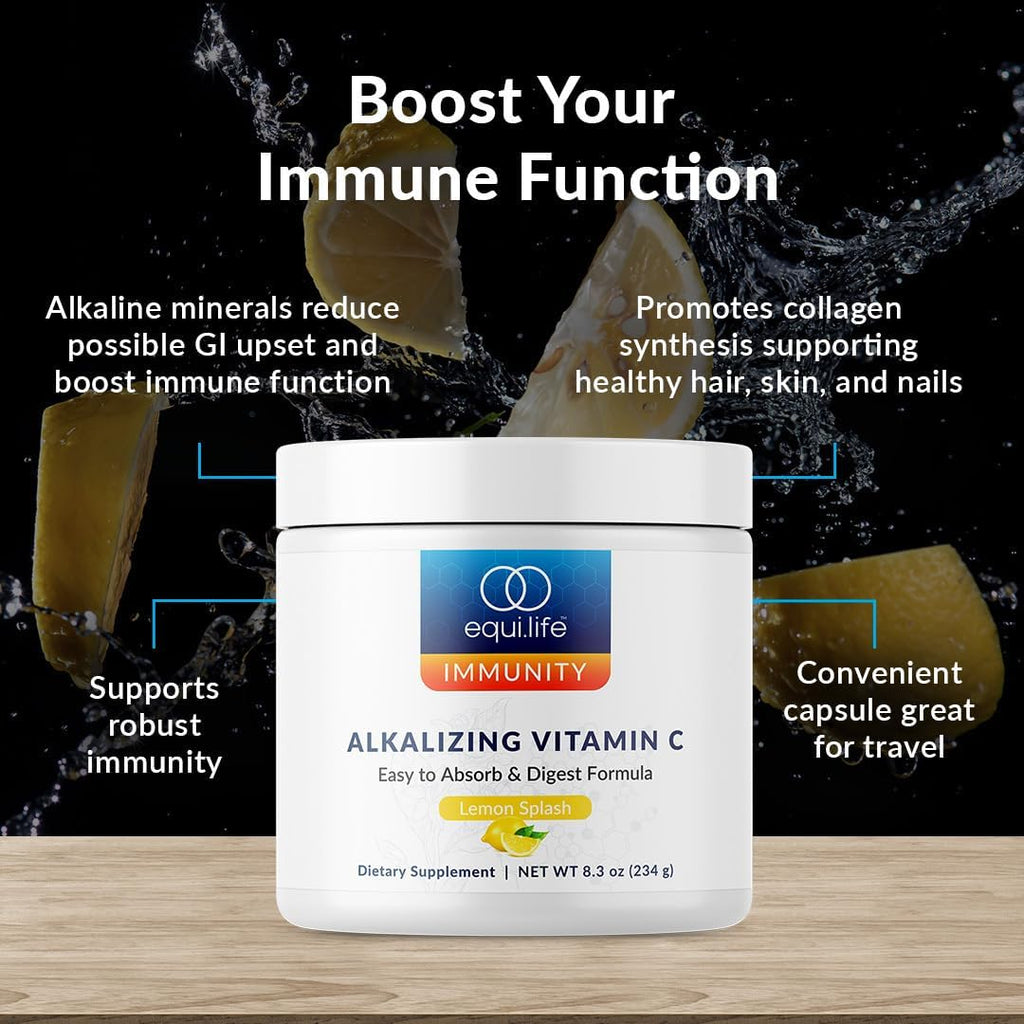 Equilife Alkalizing Vitamin C Supplement, Lemon Splash, 30 Servings | 2500 mg por ración