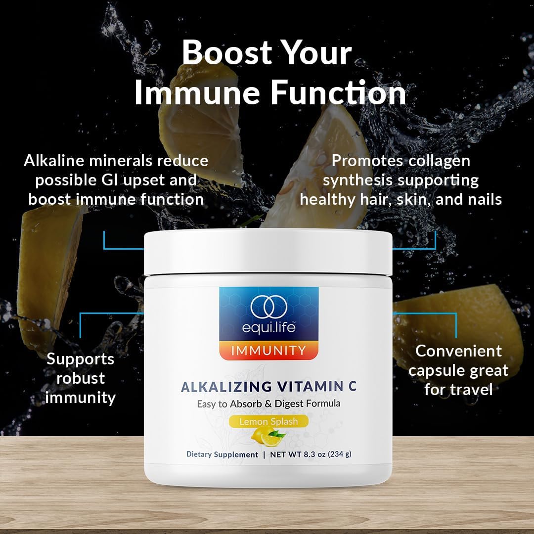 Equilife Alkalizing Vitamin C Supplement, Lemon Splash, 30 Servings | 2500 mg por ración