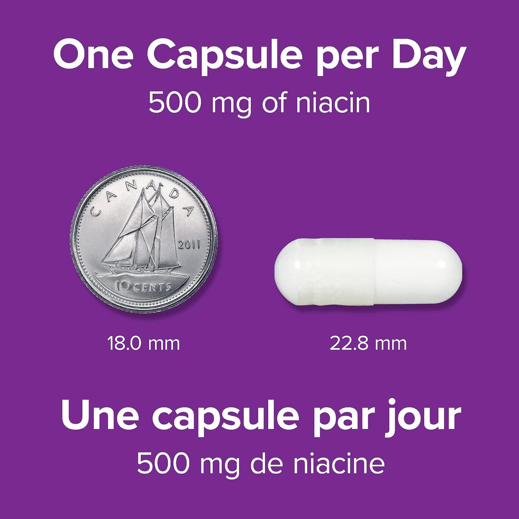 Webber Naturals Niacina sin Rubor Vitamina B3 Cápsulas, 500 mg, 90 unidades