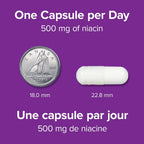 Webber Naturals Niacina sin Rubor Vitamina B3 Cápsulas, 500 mg, 90 unidades
