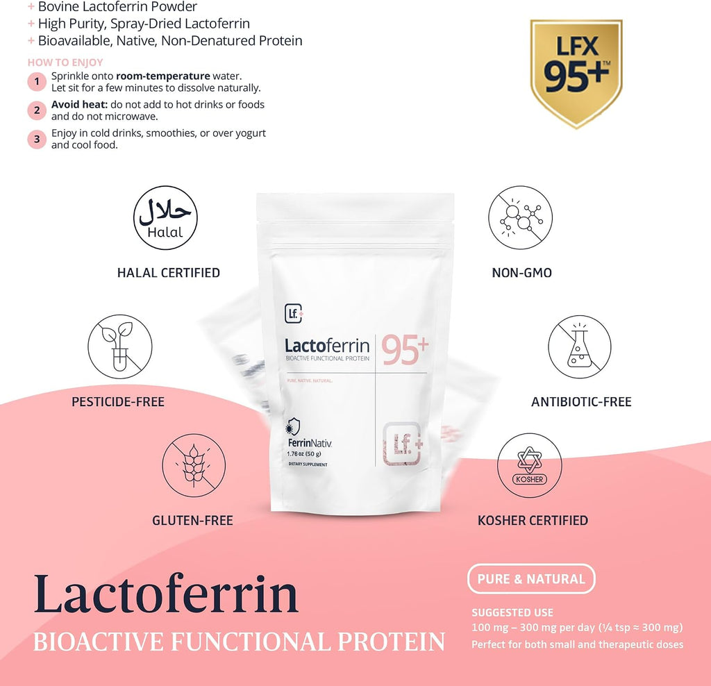 Lactoferrina en Polvo 250g – 95%+ Pura Bovino Australiano de Pasto