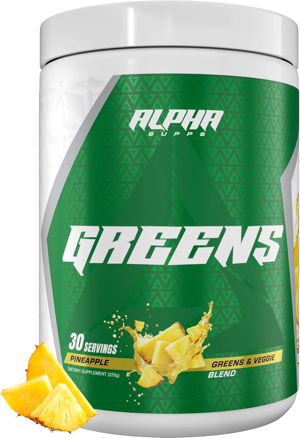 Alpha Greens - Superfood en Polvo con Frutas y Verduras, 40+ Ingredientes Naturales, Prebiótico y Probiótico, 30 Servicios (Melocotón Mango)