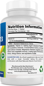 Best Naturals Vitamina D3 2000 UI - 100 Comprimidos