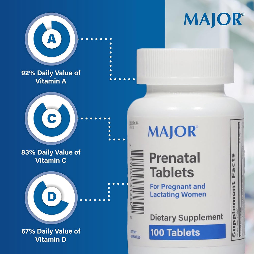 MAJOR Prenatal Tablets – Dietary Supplement for Pregnant and Lactating Women – 100 Tablets
