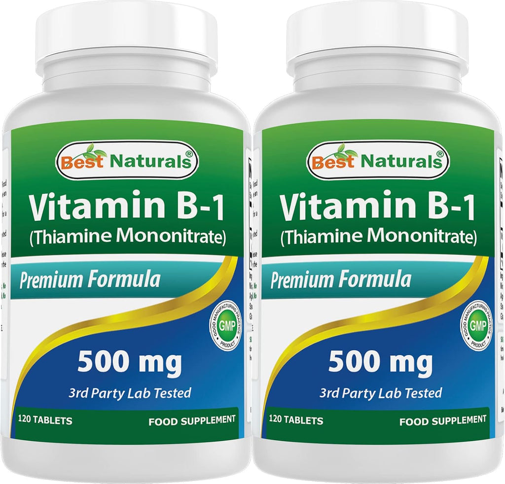 Best Naturals Vitamina B1 (Tiamina Mononitrato) 500 mg, 120 Comprimidos (Pack de 3)