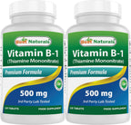 Best Naturals Vitamina B1 como Tiamina Mononitrato 500 mg, 120 Comprimidos (Pack de 2)