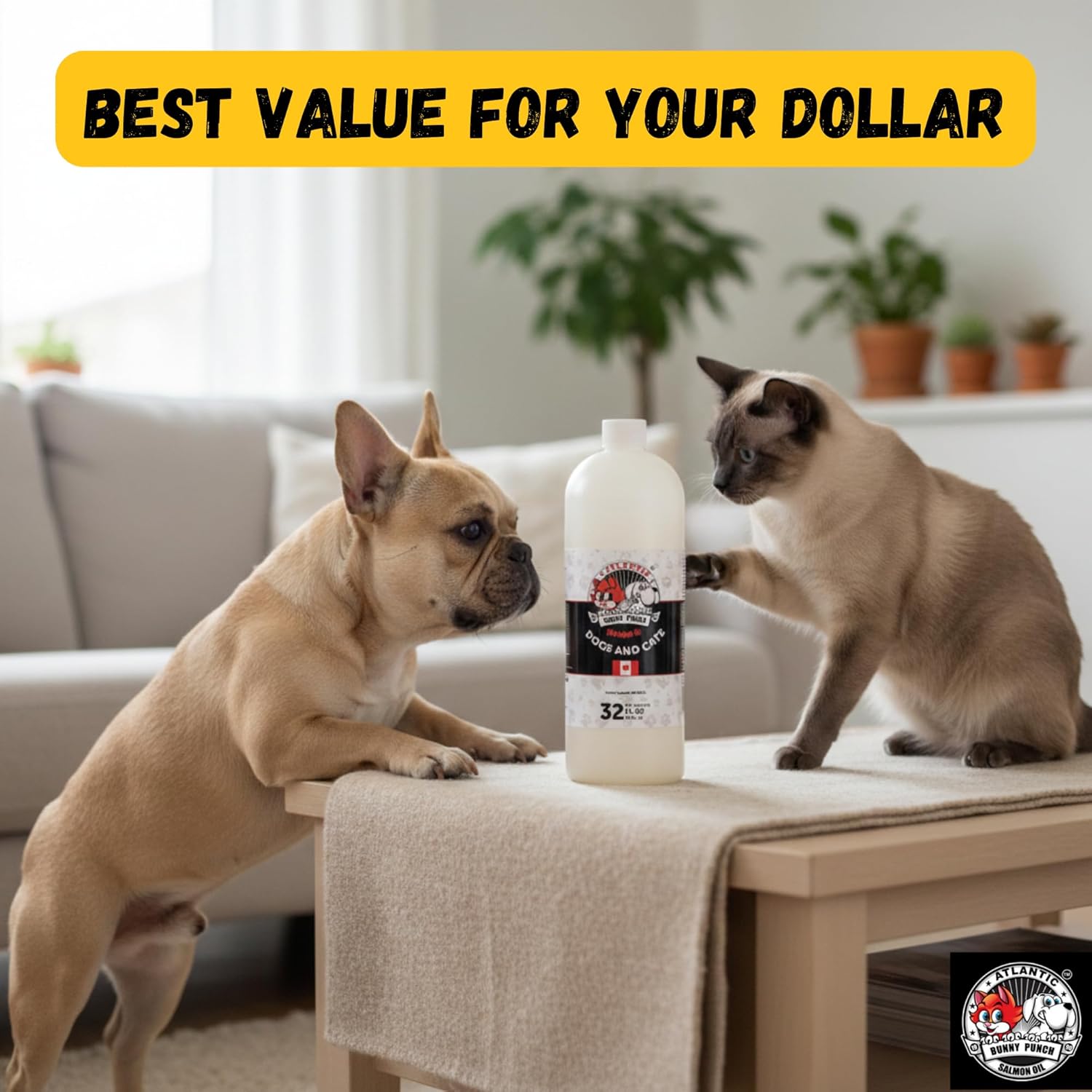 Bunny Punch Aceite Puro de Salmón Atlántico para Perros y Gatos - Complemento Líquido - 946 ml