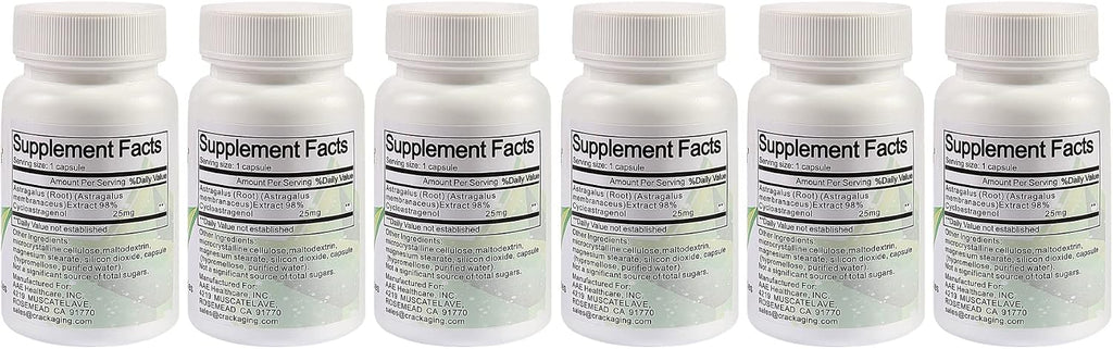 Crackaging Super-Absorption Cycloastragenol 98% 25 mg, 180 Cápsulas Vegetales (6 Envases)
