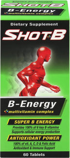 Shot B Energy Multivitamínico - 60 comprimidos (Pack de 12)