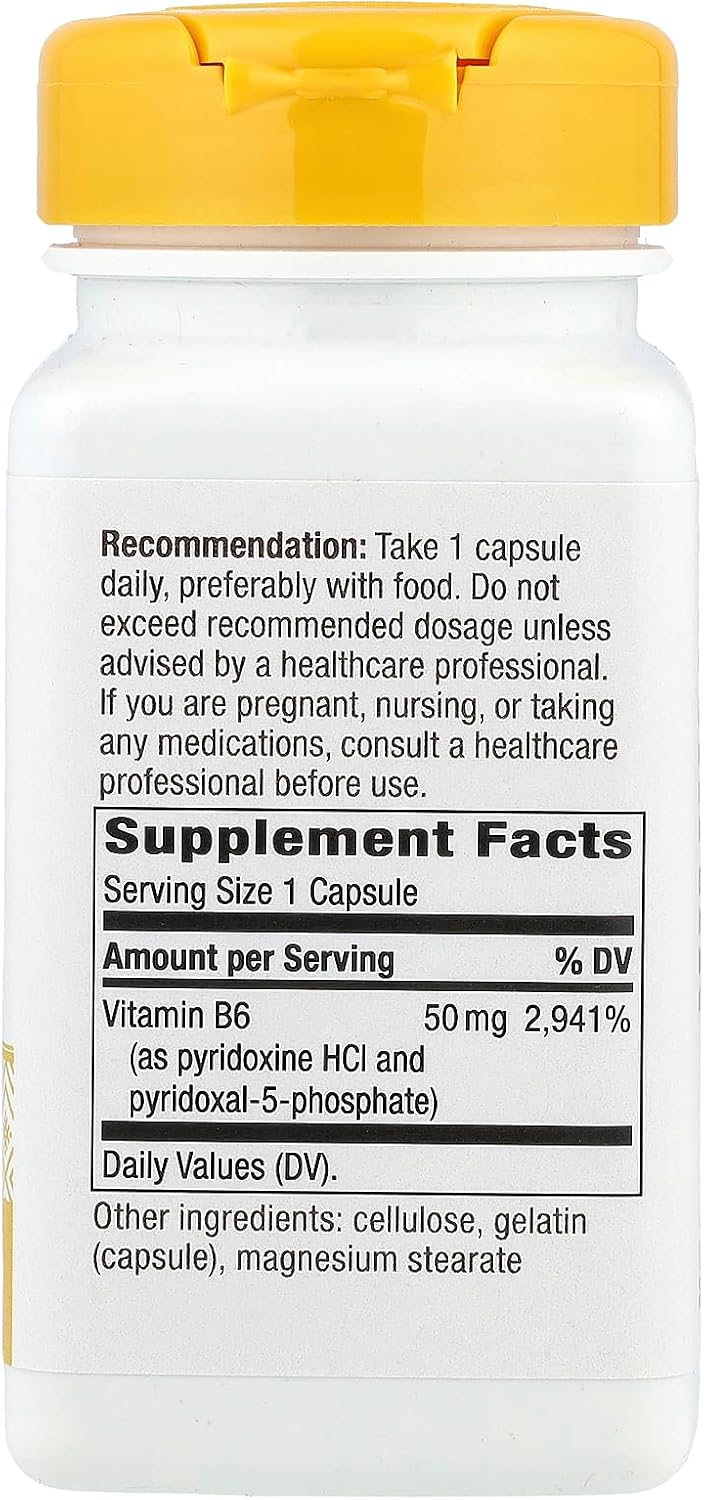 Nature's Way Vitamina B6 Alta Potencia, 50 mg, 100 Cápsulas