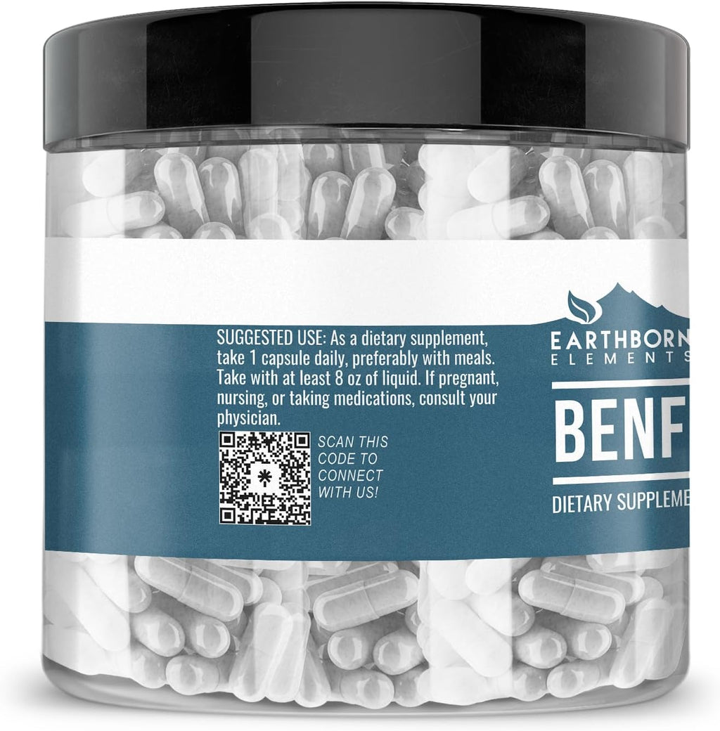 Earthborn Elements Benfotiamina 200 Cápsulas, Pura y Sin Diluir, Sin Aditivos