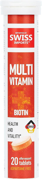 Swiss Imports Multivitamínico Efervescente + Biotina – 60 Comprimidos (3 Paquetes)