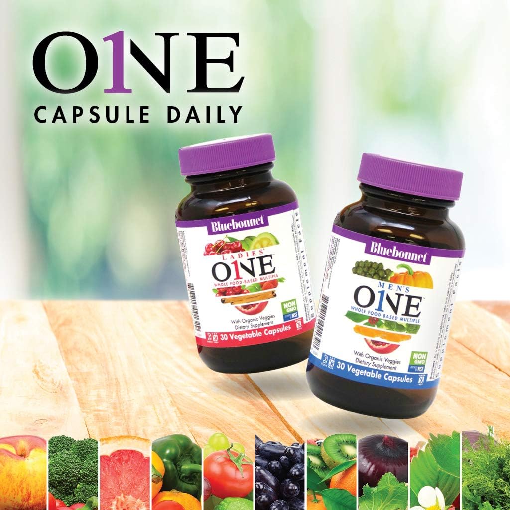 Bluebonnet Men’s One - Multivitamínico con K2, Coenzima B y Minerales Albion - 90 Cápsulas Vegetales