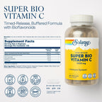 SOLARAY Super Bio Vitamin C 1000 mg with Bioflavonoids, Sustained Release, Vegan - 250 Capsules
