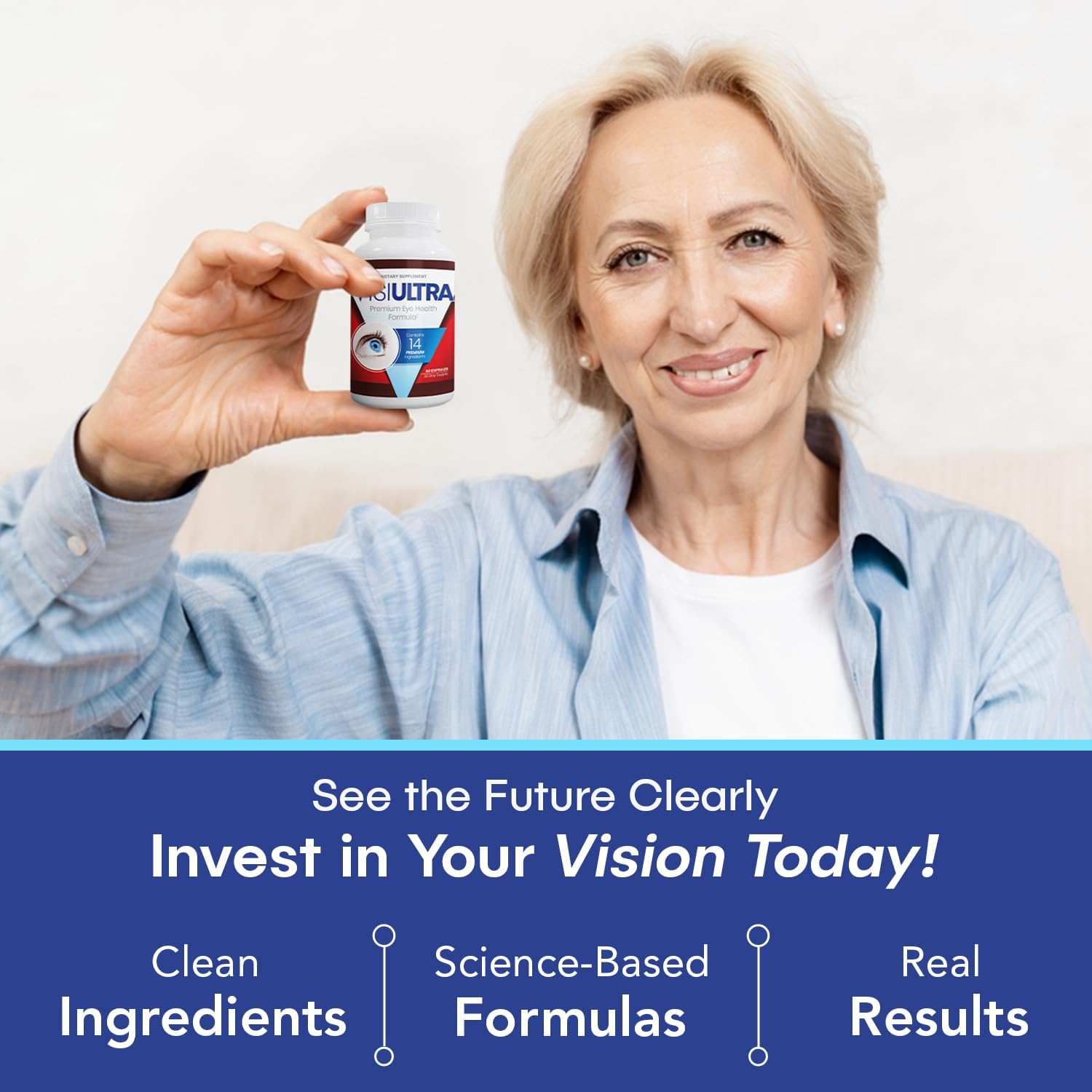 VisiUltra Suplemento para la Salud Ocular – 14 Nutrientes Esenciales para Visión Clara y Protección contra la Luz Azul – 60 Cápsulas (Pack de 6)