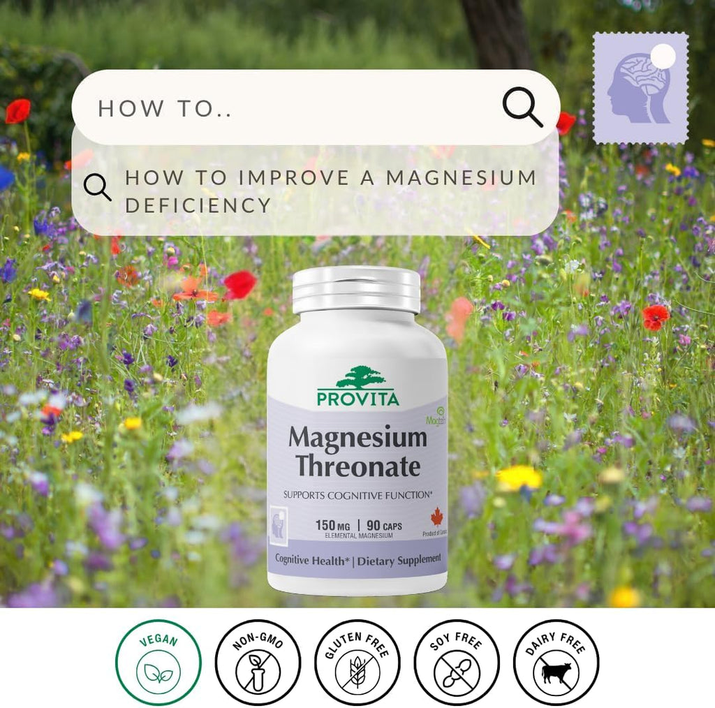 Provita Magnesio L-Treonato | Apoyo Cognitivo y Equilibrio Electrolítico Cerebral | 50 mg de Magnesio Elemental | Cápsulas Veganas