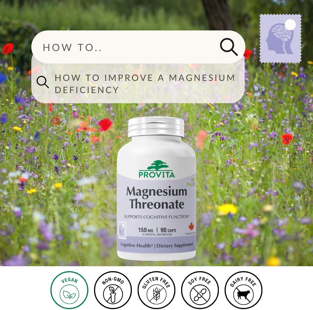 Provita Magnesio L-Treonato | Apoyo Cognitivo y Equilibrio Electrolítico Cerebral | 50 mg de Magnesio Elemental | Cápsulas Veganas