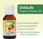 ChildLife Essentials Gotas Orgánicas de Vitamina D3 para Bebés y Niños, 400 IU, Sin Sabor