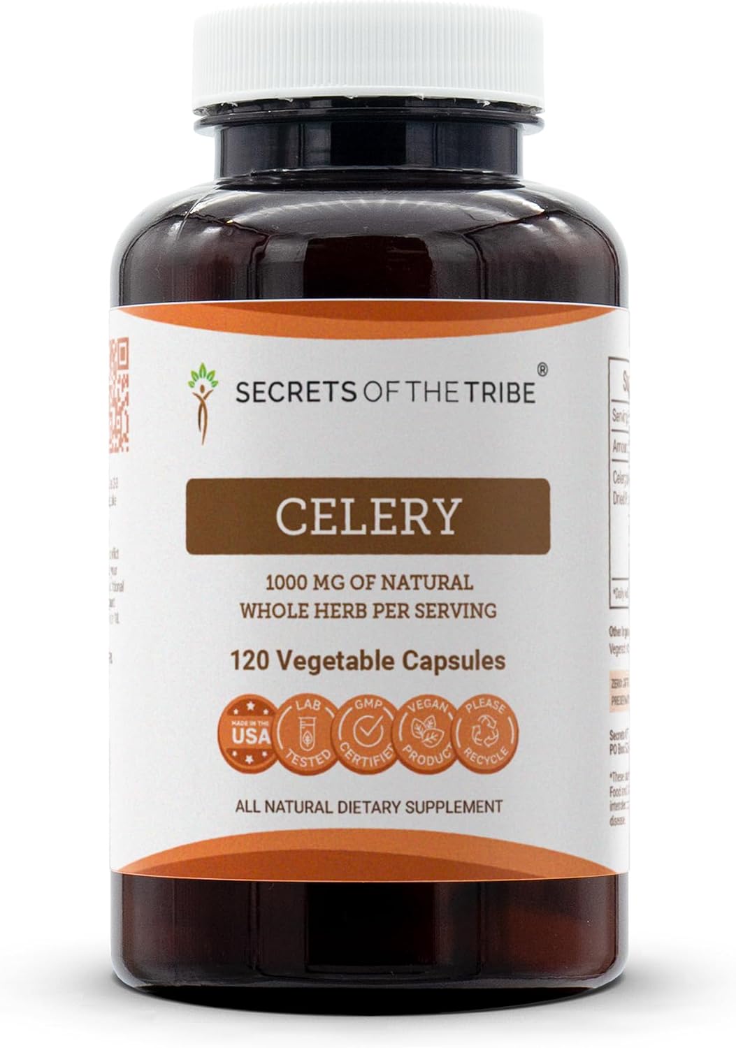 Secrets of the Tribe Celery - 120 Cápsulas de 1000 mg de Apio (Apium graveolens)