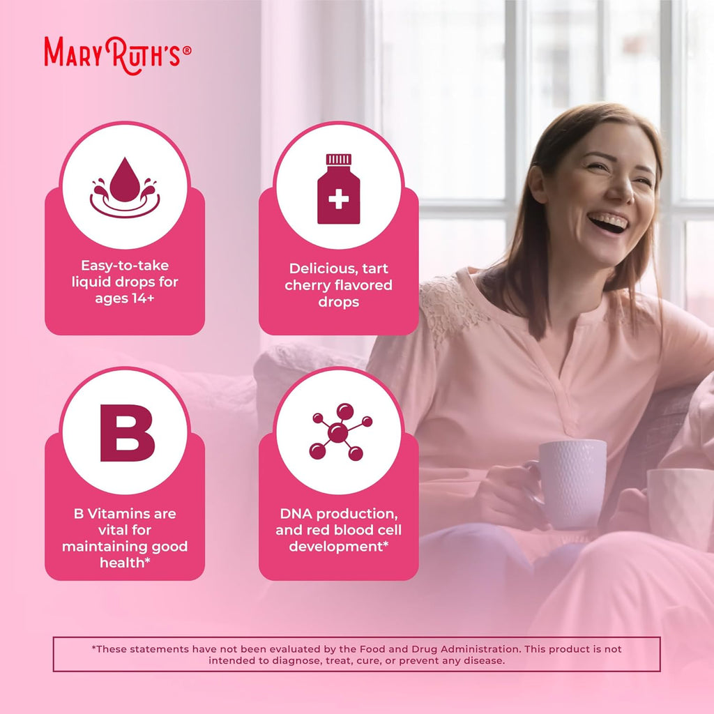 MARYRUTH'S Organics Complejo B | Gotas Líquidas de Vitaminas B | Biotina | B12 | Niacina | Folato | Apoyo Metabólico | Vegano | Orgánico | Sin Gluten