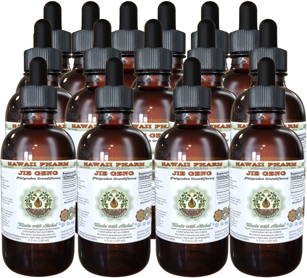 Hawaii Pharm Extracto Líquido de Jie Geng sin Alcohol (Platycodon Grandiflorus) - 4x120 ml