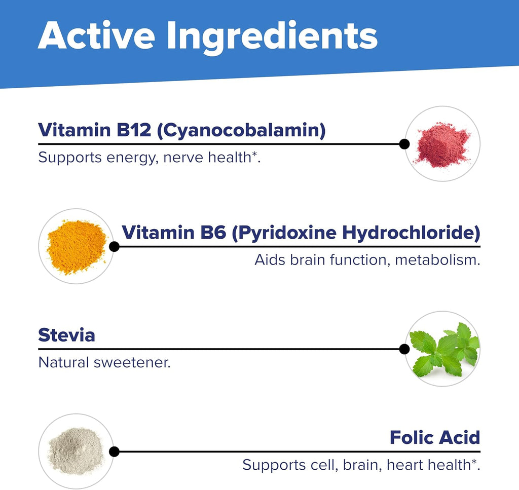 Superior Source Vitamina B12 Cianocobalamina 1000 mcg, B6, Ácido Fólico 400 mcg Sin Inyecciones - 60 Comprimidos Sublinguales