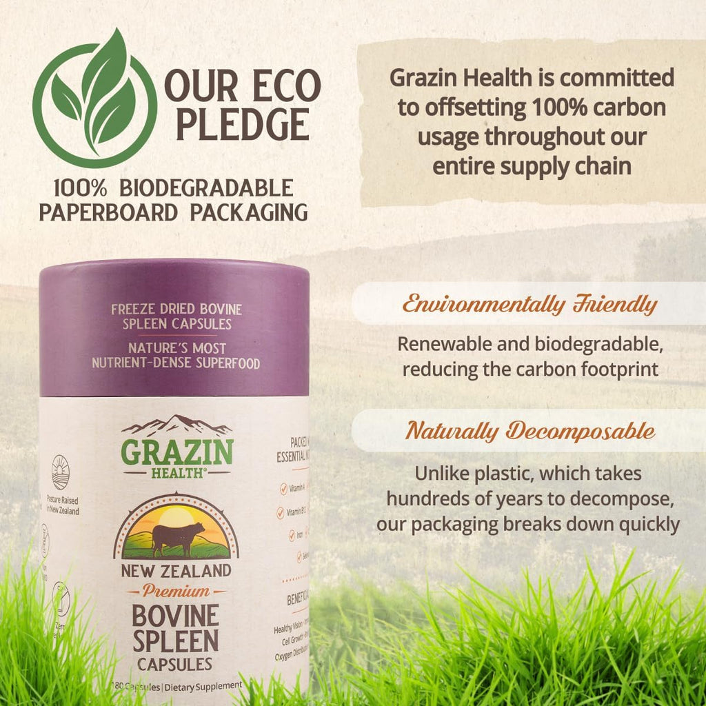 Grass Fed Bovine Spleen Capsules 3000 mg - Suplemento de Bazo de Bovino