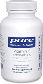 Pure Encapsulations Vitamin C Chewables | 60 Comprimidos Masticables | Sabor Naranja-Fresa Natural