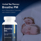 BREATHE PM, Cápsulas Nocturnas 6 en 1 con Mullein para la Salud Pulmonar (60 Cápsulas - 30 Días)