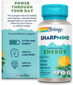 SOLARAY SharpMind Energy - Potenciador de Energía y Concentración, 30 Cápsulas Vegetales