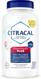 Citracal Maximum Plus - Calcio Citrato con Vitamina D3, Zinc y Minerales Esenciales, 120 Comprimidos
