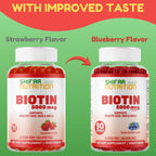 SHIFAA NUTRITION Gominolas Veganas de Biotina 5000 mcg | 90 Gominolas | Sin Gluten, Gelatina, Huevo, Lactosa | Halal