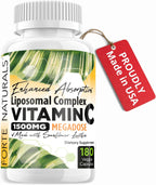 Forte Naturals Vitamina C Liposomal 1500mg con Lecitina de Girasol - 180 Cápsulas Veganas