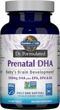 Garden of Life Dr. Formulated Prenatal DHA Fish Oil - 500mg DHA y DPA, 100% VD Vitamina D3, Omega 3 Embarazo, 30 Cápsulas