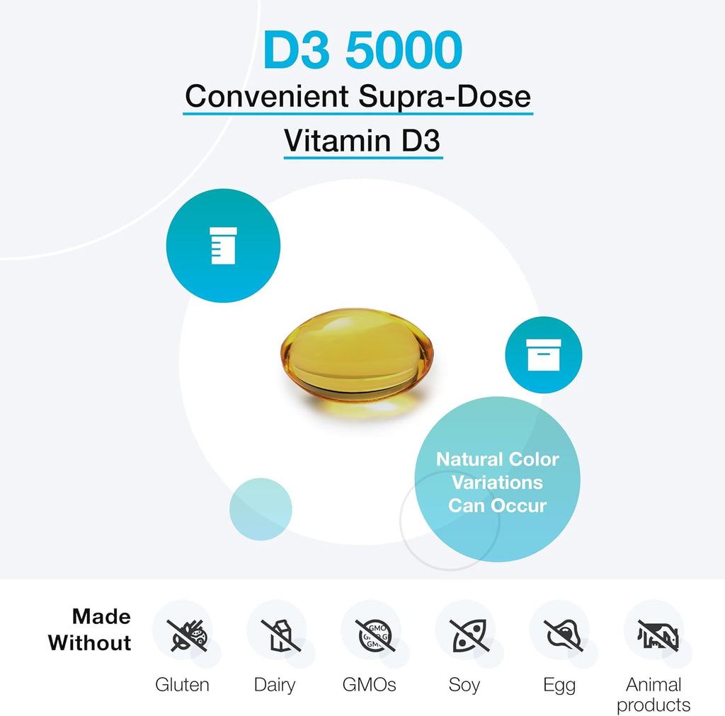 XYMOGEN D3 5000 - Vitamina D3 5000 UI (125 mcg) - 90 Cápsulas Blandas