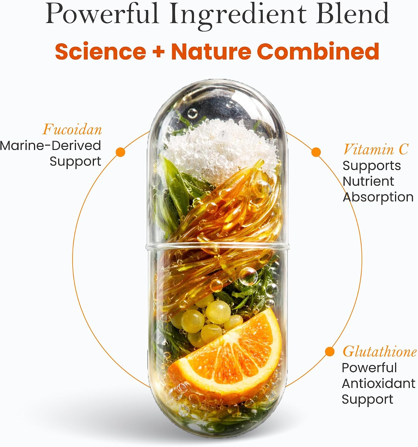 Complejo Avanzado de Glutatión 500mg con Fucoidan y Vitamina C, 60 Cápsulas