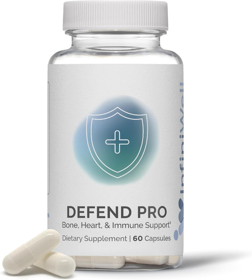 InfiniWell Defend: Suplemento de Vitaminas A, D3 y K2 para Huesos e Inmunidad (60 Cápsulas)