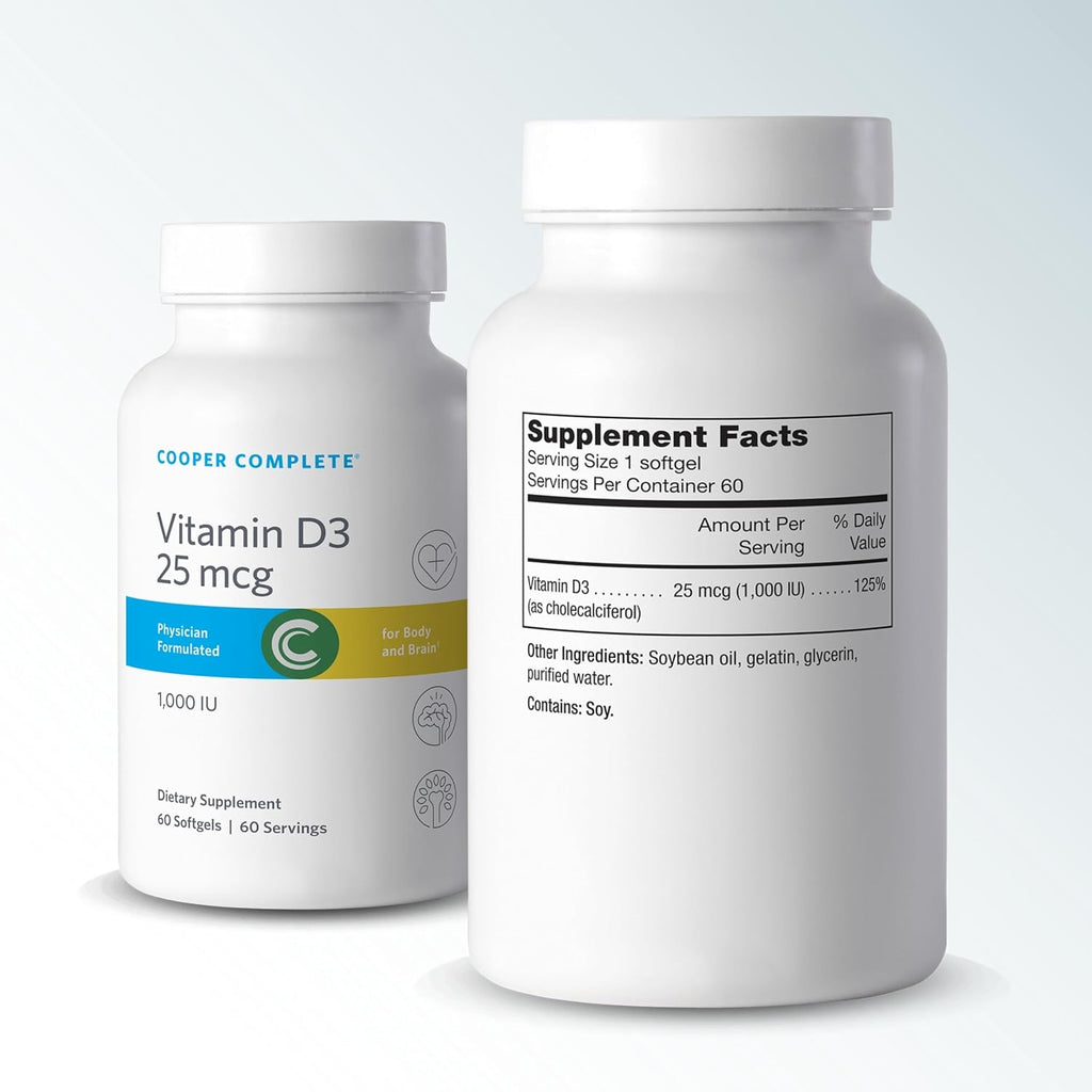 Cooper Complete Vitamin D3 1000 UI (Cholecalciferol), 60 Softgels, 2 Pack