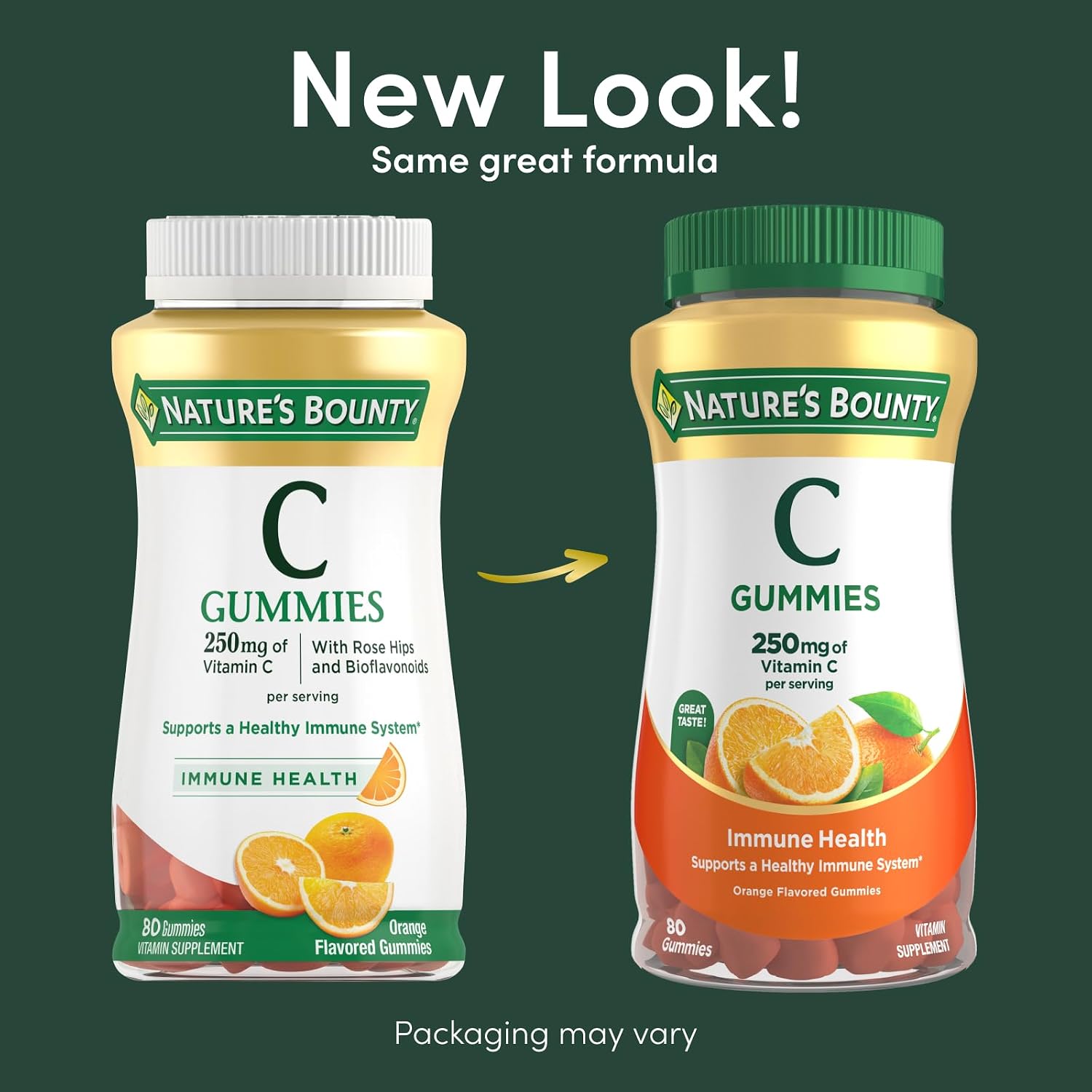 Nature's Bounty Vitamina C Gummies, Sabor Naranja, 250mg, 80 Gominolas
