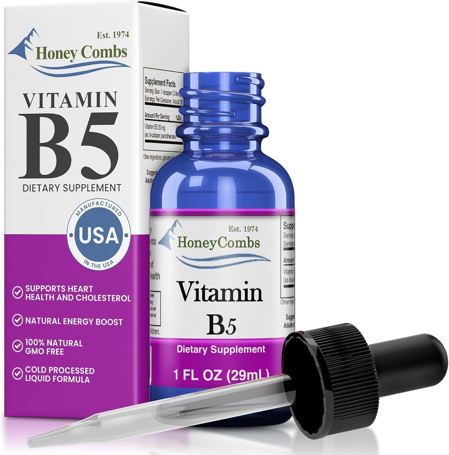 Liquid Vitamin B5 50 mg – Pantothenic Acid Dropper, Vegan, 30 ml