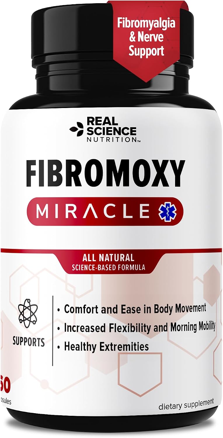Real Science Fibromoxy Miracle – Suplemento Natural para el Alivio de la Fibromialgia con Vitaminas B6, B12, C, D, K y Óxido Nítrico, 60 Cápsulas