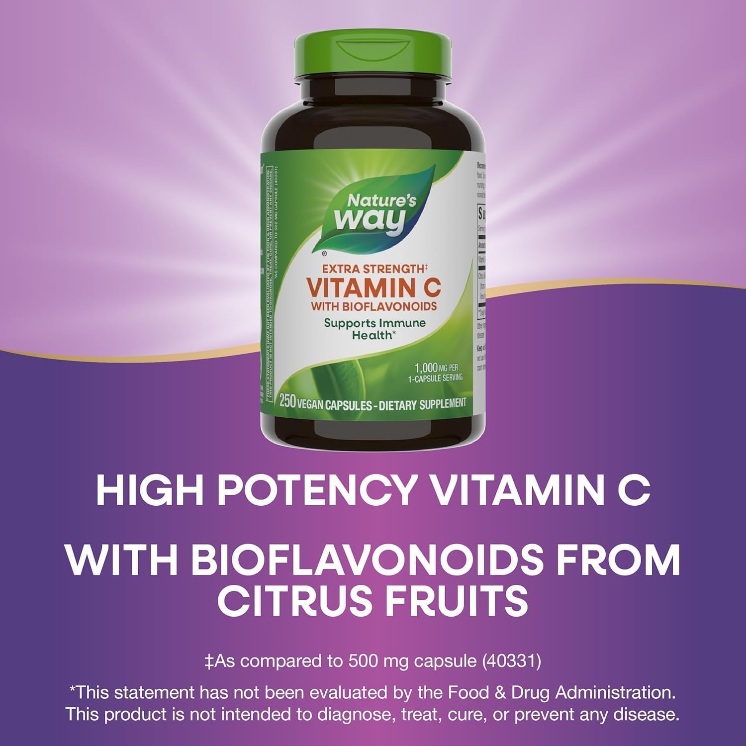 Nature's Way Extra Strength Vitamina C con Bioflavonoides, 1000 mg, 250 Cápsulas Veganas