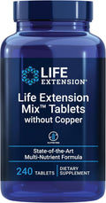 Life Extension Mix™ Tabletas sin Cobre, Fórmula Avanzada de Vitaminas, Minerales, Frutas y Verduras, 240 Tabletas