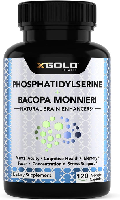 X Gold Health Phosphatidylserine y Bacopa – Concentración y claridad: Ayuda a mantener la atención durante las – Image 1
