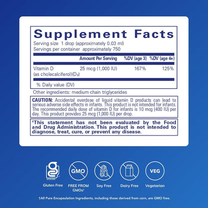 Pure Encapsulations Vitamina D3 Líquida | 0.75 fl oz – Image 2