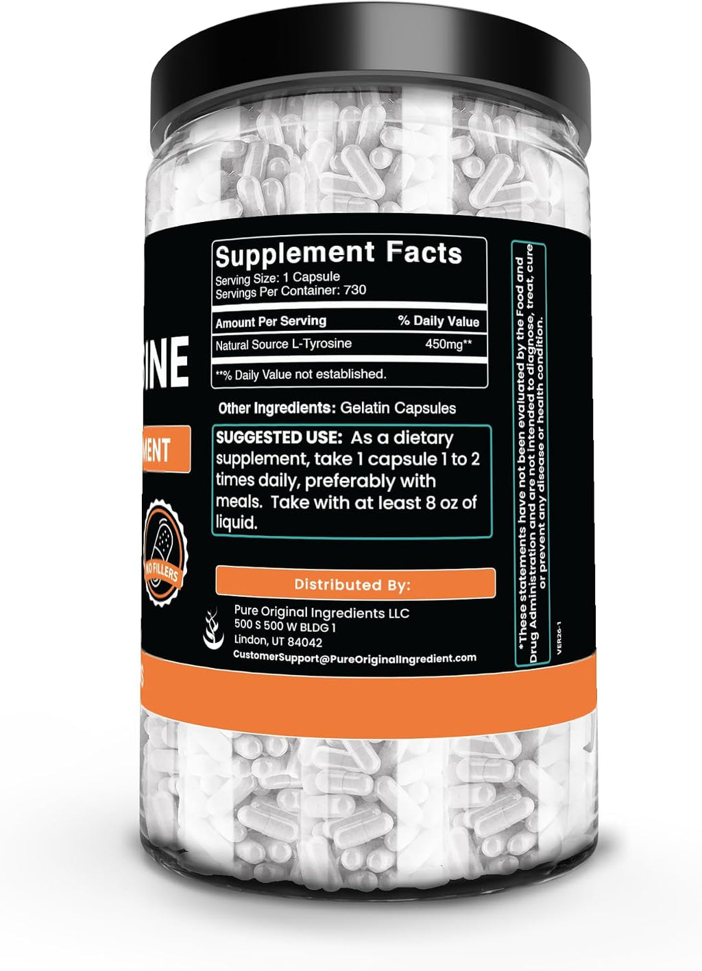 L-Tyrosine (730 Cápsulas) - Pure Original Ingredients