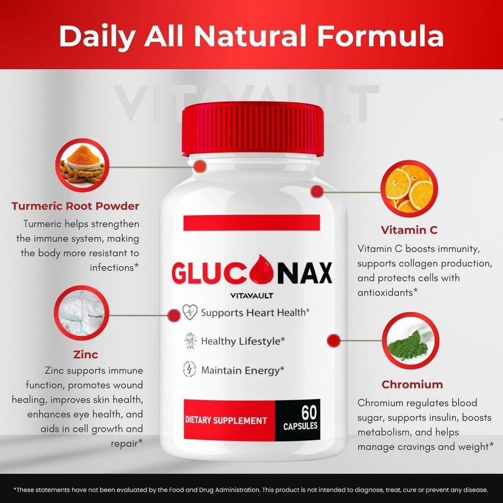 Vitavault Gluconax Cápsulas - Suplemento de Bienestar y Salud, Fórmula Natural (60 Cápsulas)