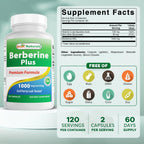 Best Naturals Berberine Plus - 1000 mg por Servicio - 120 Cápsulas (Pack de 2)
