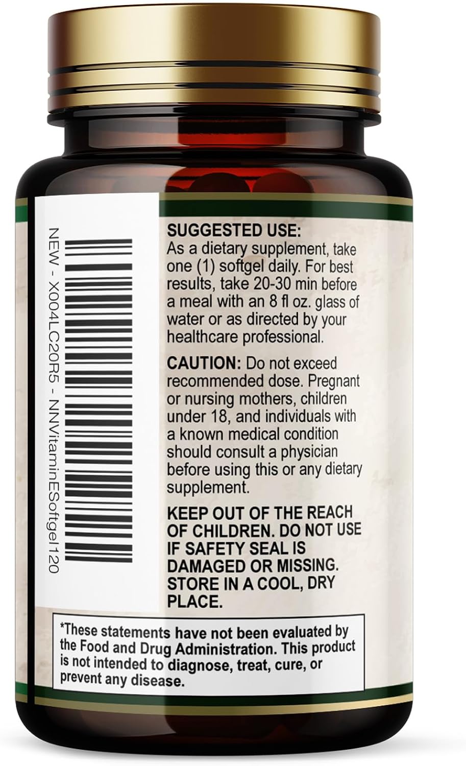 Vitamina E 180mg con dl-Alfa Tocoferol - Suplemento Antioxidante para la Piel, Corazón y Sistema Inmunitario - 120 Cápsulas Blandas